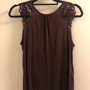 burgundy lace tank